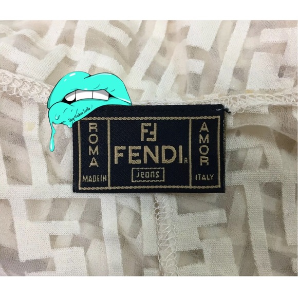 Fendi Vintage Embossed Logo Sheer Nylon FF Monogram Logo Dress Nude Cream - Picture 10 of 17